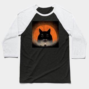 Scary Halloween Cat Baseball T-Shirt